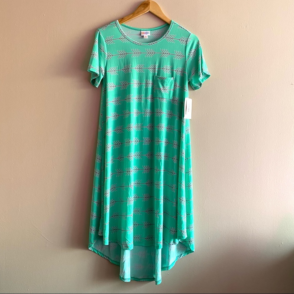 LuLaRoe Carly Green Swing Dress XS new with tags